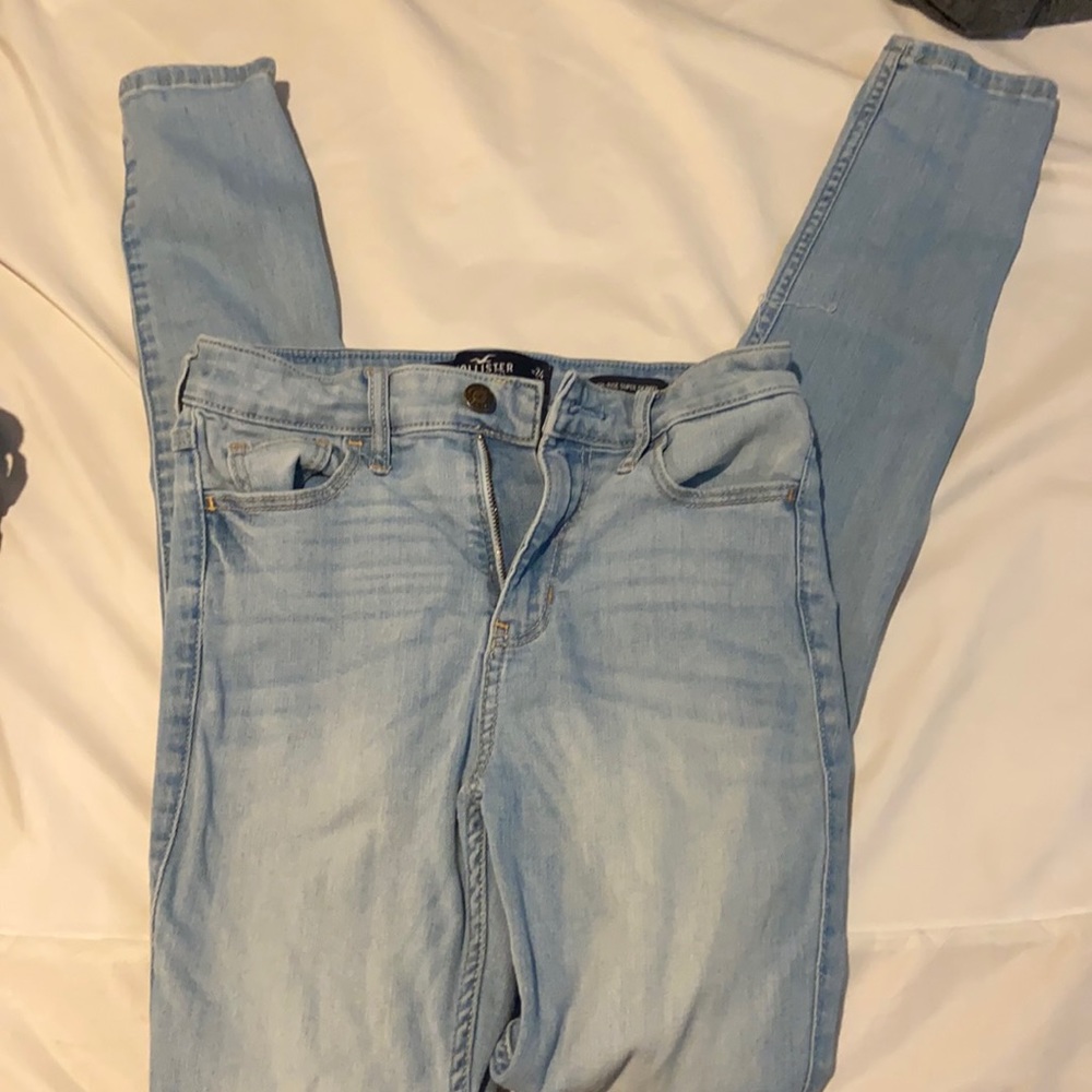 super light wash high rise skinny jeans